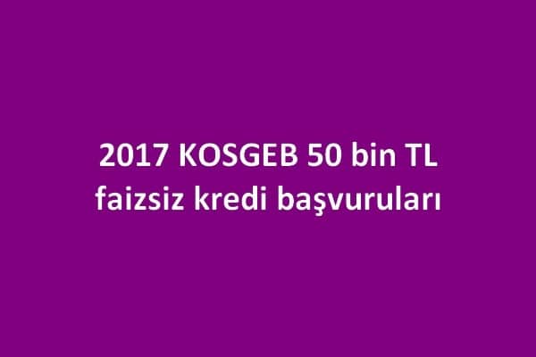 2017 kosgeb 50 bin tl faizsiz kredi başvuruları