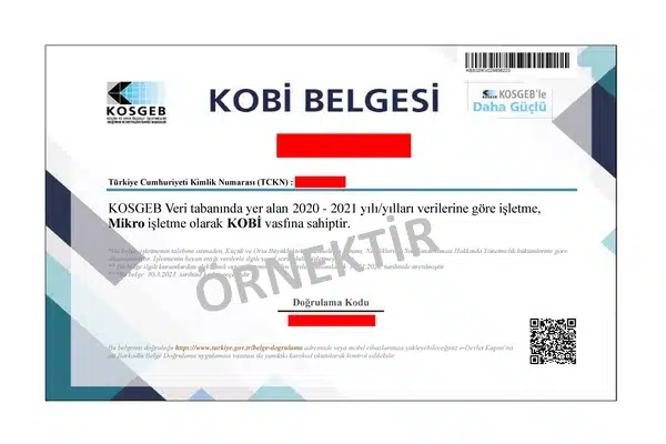 KOBİ Vasfı Belgesi